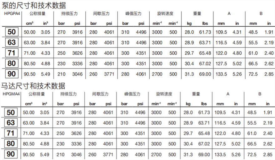 HPGPA4, HPGMA4邦貝Bondioli齒輪泵/馬達技術數(shù)據(jù)